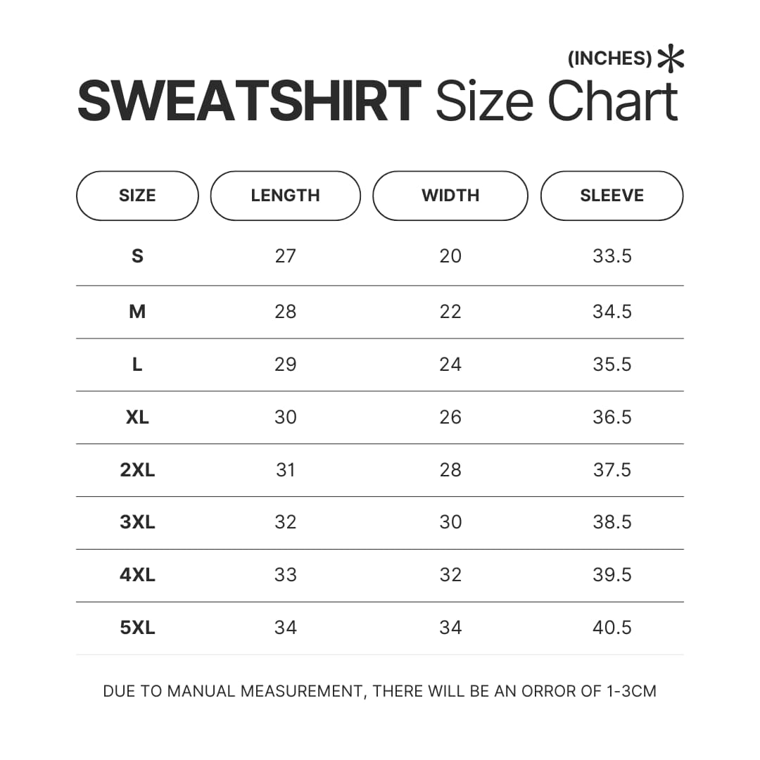 Sweatshirt Size Chart - The Sims Merch